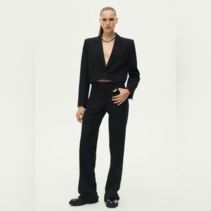 ZARA ZW Collection Black Cropped Blazer Suit Set